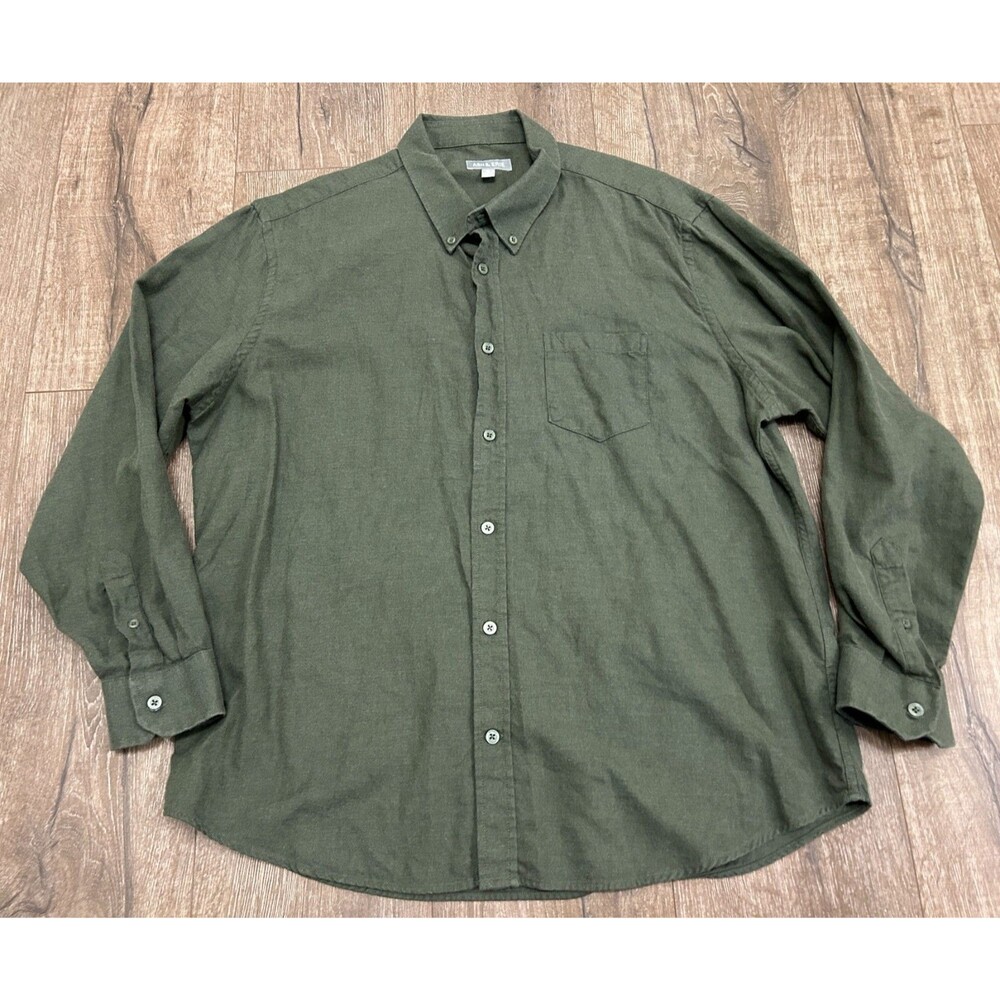 Ash & Erie Shirt Mens XL Green Button Down Long Sleeve Chest Pocket Casual